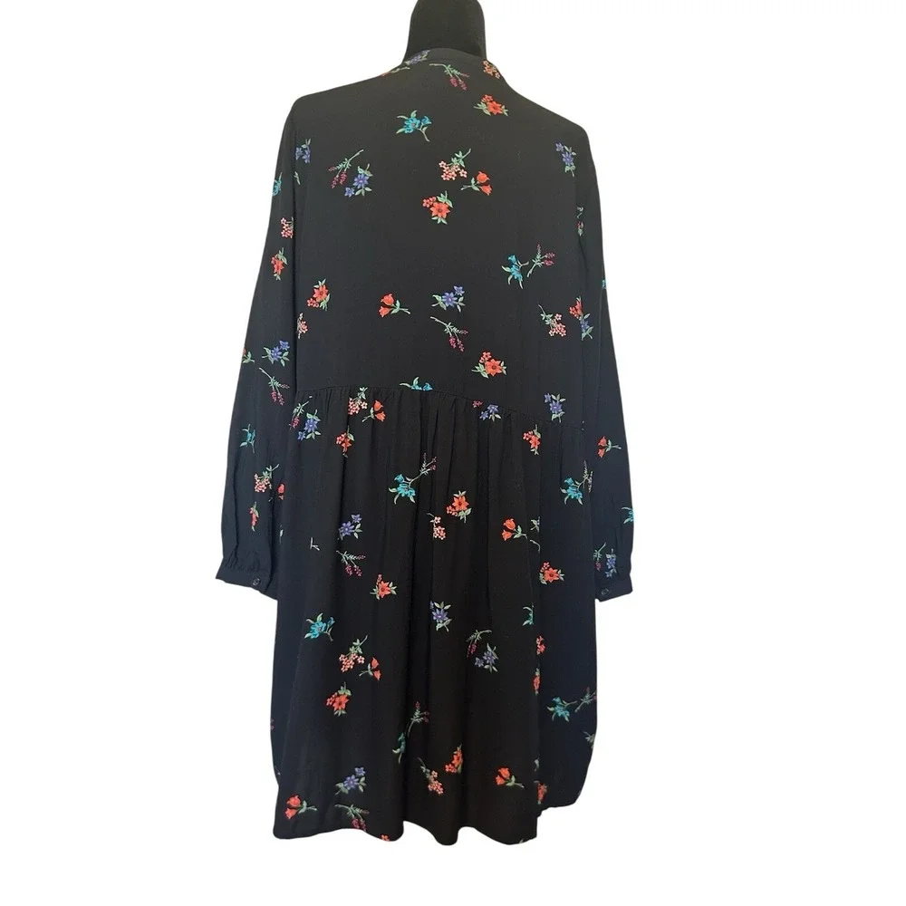 Old Navy Black Floral Long Sleeve Dress Size Large